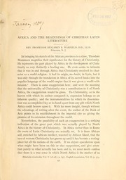Africa and the beginnings of Christian Latin literature