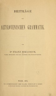 Beiträge zur altslovenischen grammatik