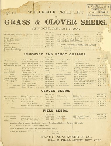 Wholesale price list of grass and clover seeds