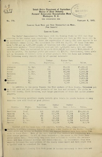 Canning club work and home demonstration work (for agents)