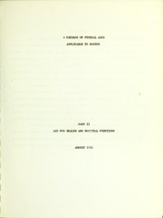 A catalog of federal aids applicable to Boston