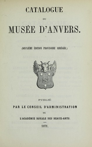 Catalogue du Musee d'Anvers