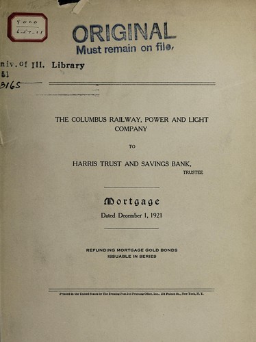 The Columbus Railway, Power and Light Company to Harris Trust and Savings Bank, trustee