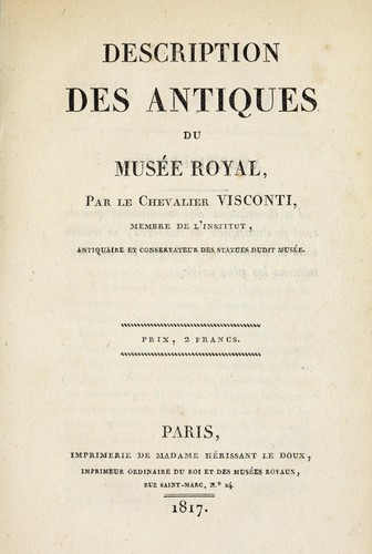 Description des antiques du Musée Royal
