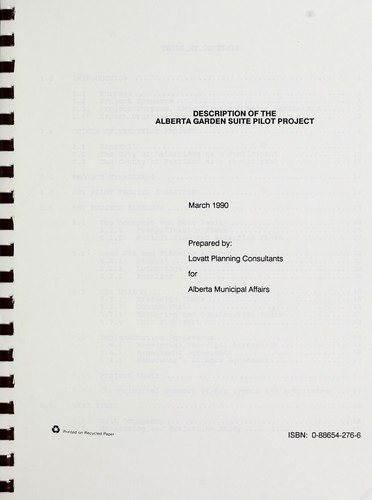 Description of the Alberta Garden Suite Pilot Project