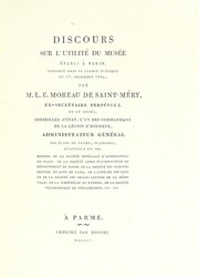 Discours sur l'utilité du musée établi à Paris