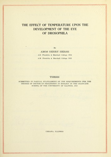 The effect of temperature upon the development of the eye of Drosophila