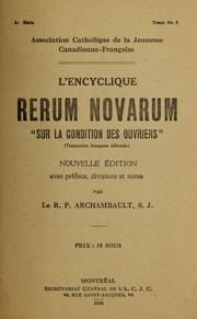 Encyclique Rerum Novarum, "Sur la condition des ouvriers"