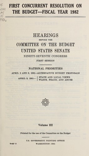 First concurrent resolution on the budget--fiscal year 1982