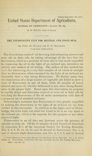 The fluorescent test for mineral and rosin oils