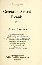 Gregory's revisal biennial 1915 of North Carolina