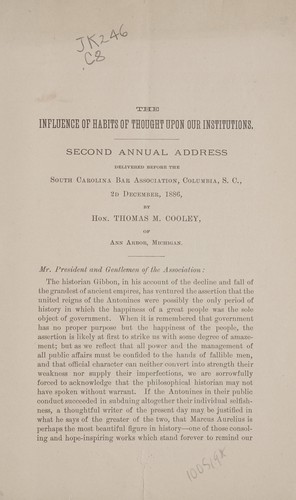 The influence of habits of thought upon our institutions