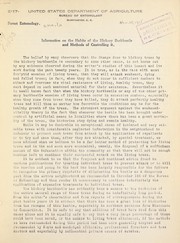 Information on the habits of the hickory barkbeetle and methods of controlling it
