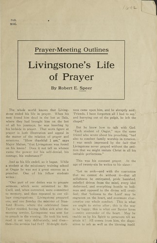 Livingstone's life of prayer