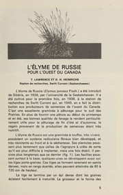 L'élyme de Russie pour l'ouest du Canada