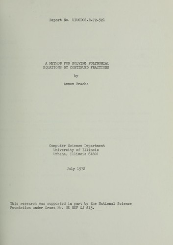 A method for solving polynomial equations by continued fractions