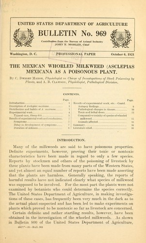 The Mexican whorled milkweed (Asclepias mexicana) as a poisonous plant