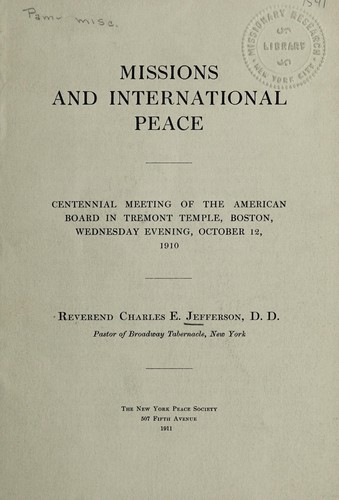 Missions and international peace