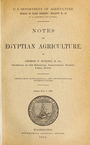 Notes on Egyptian agriculture