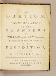 An oration, in commemoration of the founders of William and Mary College