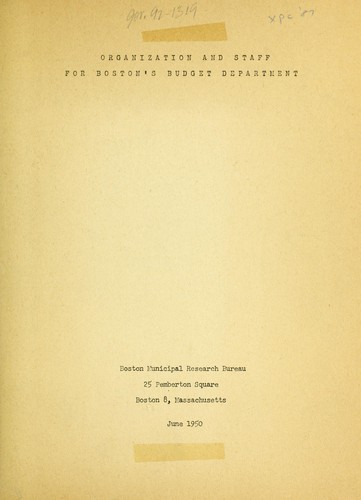 Organization and staff for Boston's budget department