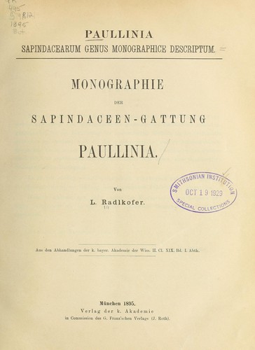 Paullinia : sapindacearum genus monographice descriptum