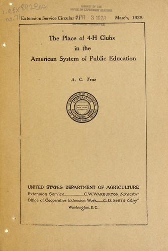 The place of 4-H clubs in the American system of public education