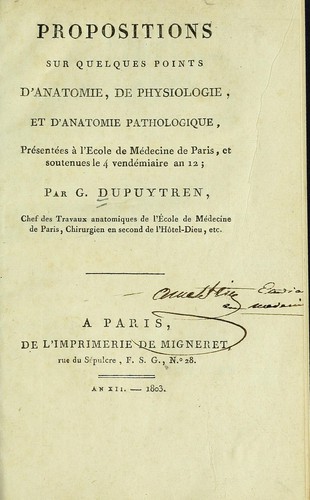 Propostions sur quelques points d'anatomie, de physiologie, et d'anatomie pathologique