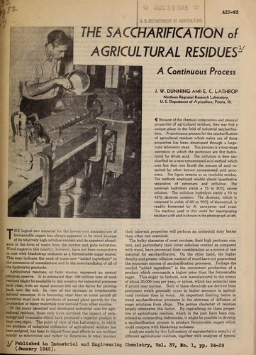 The saccharification of agricultural residues