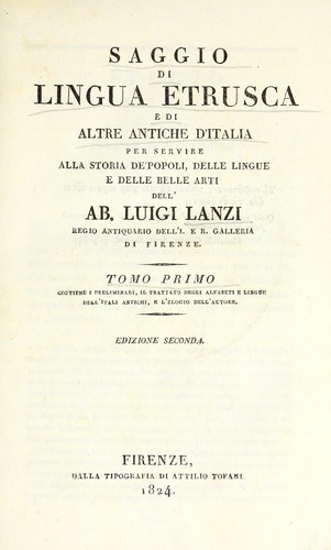 Saggio di lingua etrusca e di altre antiche d'Italia