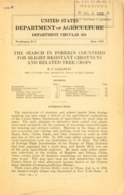 The search in foreign countries for blight-resistant chestnuts and related tree crops