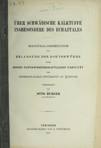Über schwäbische Kalktuffe insbesondere des Echaztales