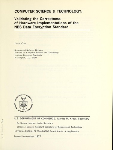Validating the correctness of hardware implementations of the NBS data encryption standard
