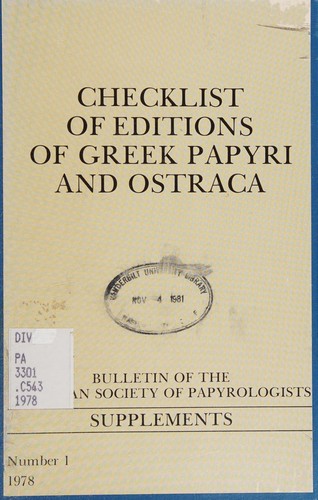 Checklist of editions of Greek papyri and ostraca