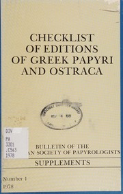 Checklist of editions of Greek papyri and ostraca