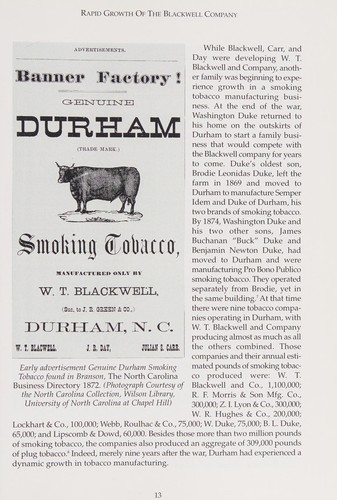 Bull Durham business bonanza, 1866-1940