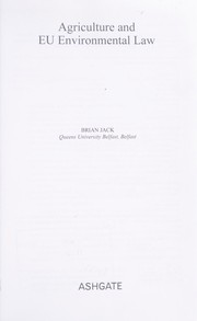 Agriculture and EU environmental law
