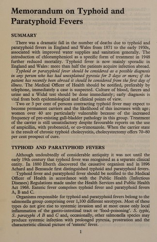 Typhoid and paratyphoid fevers