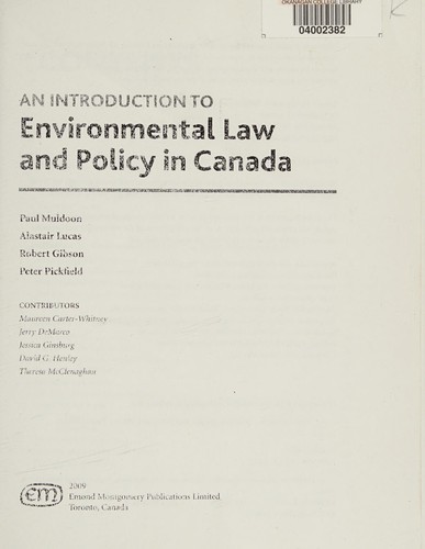 An introduction to environmental law and policy in Canada