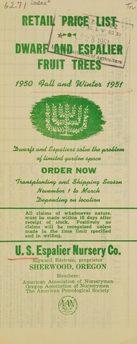 Retail price list, dwarf and espalier fruit trees