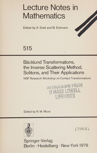 Bäcklund Transformations, the Inverse Scattering Method, Solitons, and Their Applications