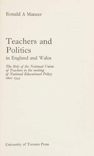 Teachers and politics in England and Wales