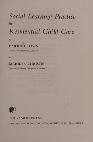 Social learning practice in residential child care