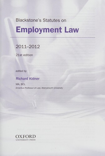 Blackstone's Statutes on Employment Law 2011-2012