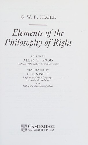 Elements of the philosophy of right