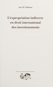 L'expropriation indirecte en droit international des investissements