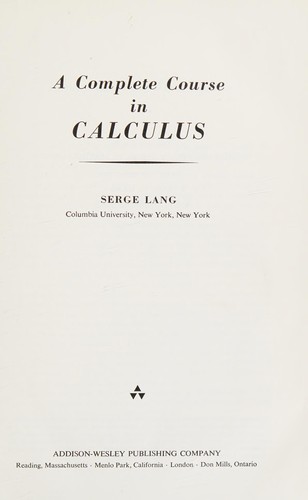 A complete course in calculus