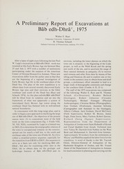 Preliminary excavation reports