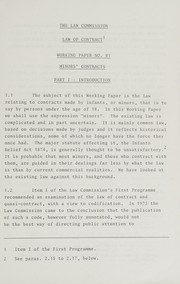 Law of contract, minors' contracts