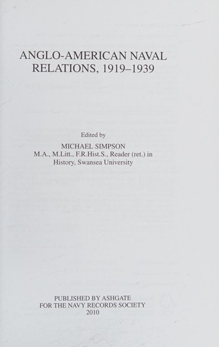 Anglo-American naval relations, 1919-1939